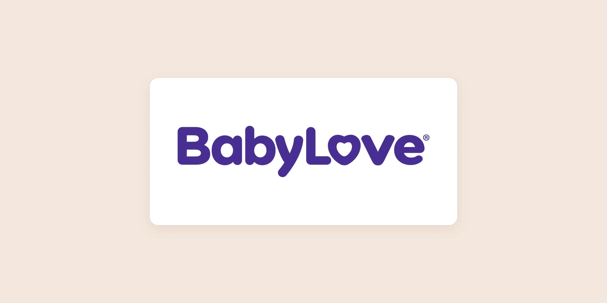 BabyLove logo centered on a light warm background
