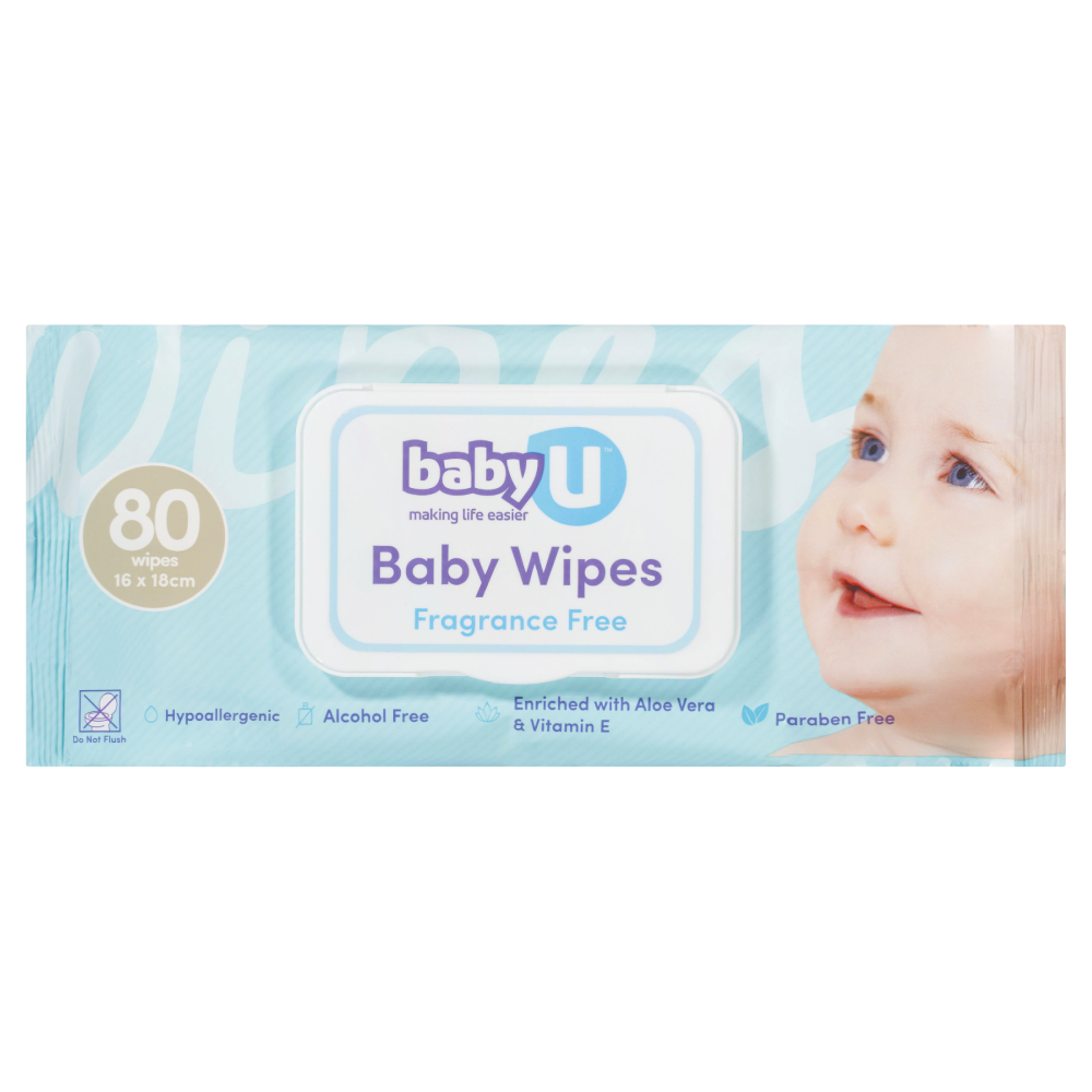 Baby U Baby Wipes Fragrant Free 80pk 5155