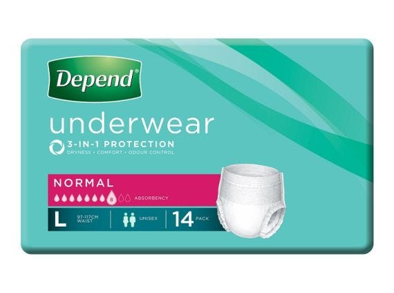 Depend Underwear Normal Unisex Large 97-127cm 850ml 19619