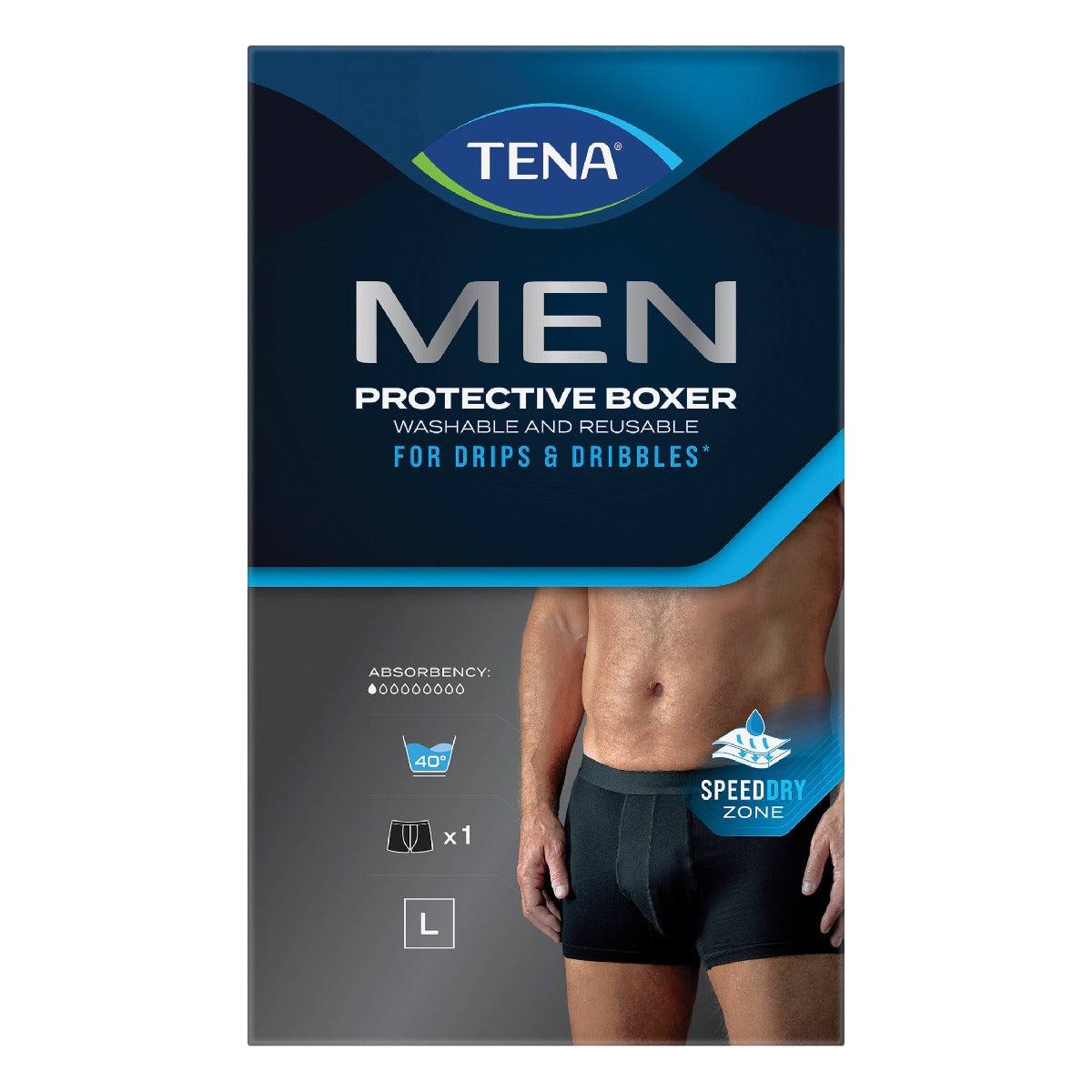 Tena Men Washable Boxer Large Size 34 96-101cm Black 798340