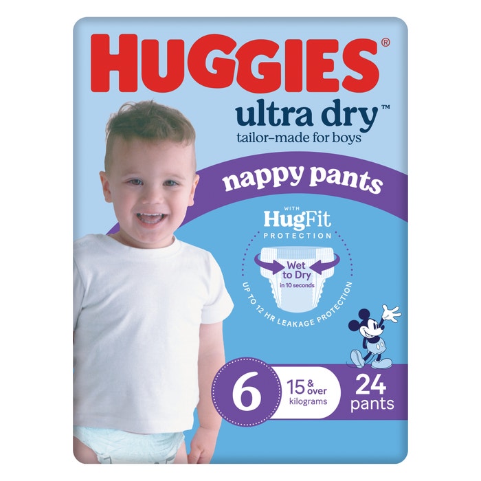 Huggies Ultra Dry Nappy Pants Boys Junior Size 6 15kg+ 47-63cm 12286-1
