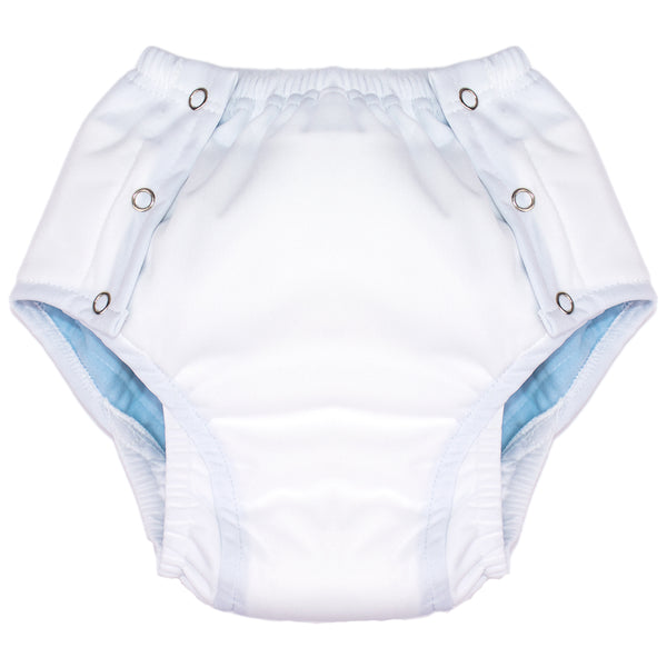 Adult's Side-Opening All-in-One Pant Maxi Press-Studs White AQPOP1000-WHT Minappi