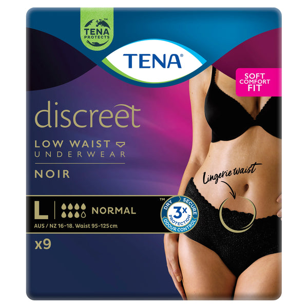 Tena Discreet Plus Low Waist Large 100-130mm 880ml Black 780226 Tena
