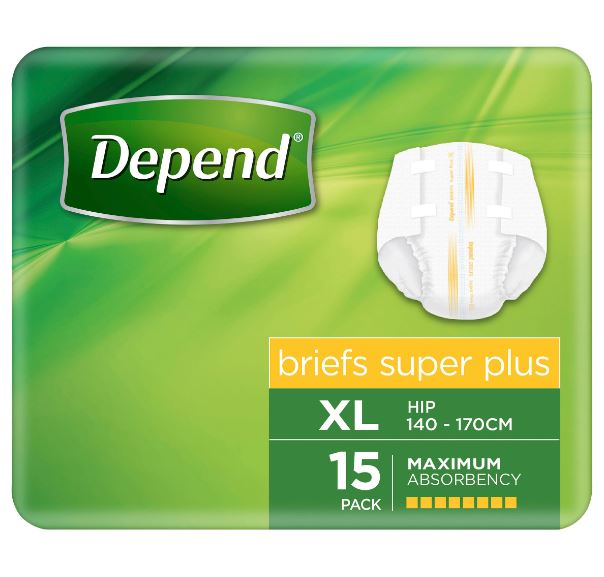 Depend Brief Super Plus Unisex Extra Large 140-170cm 4300ml Yellow 17400