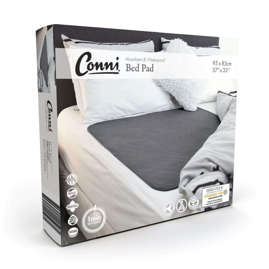 Conni Bed Pad No Tuck Ins 85x95cm 2500ml Waterproof Charcoal CCD-085095-25-1CH