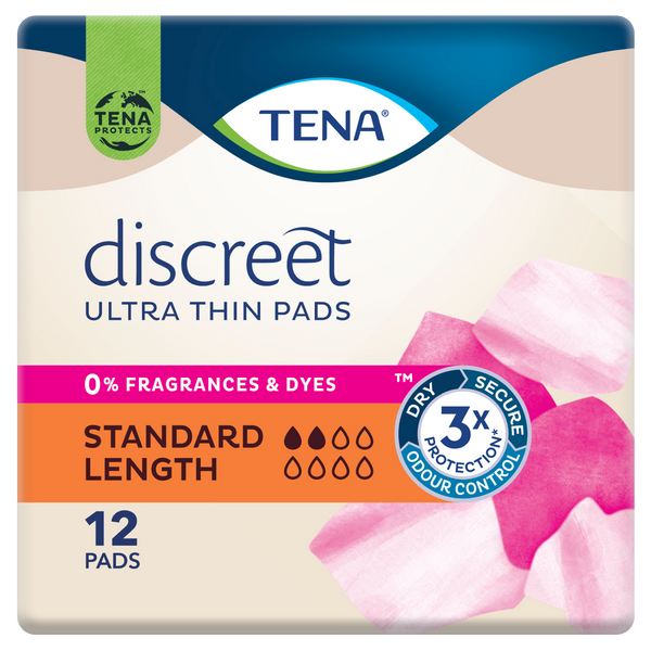 Tena Discreet Ultra Thin Standard Length Pads 2 Drops 2325895