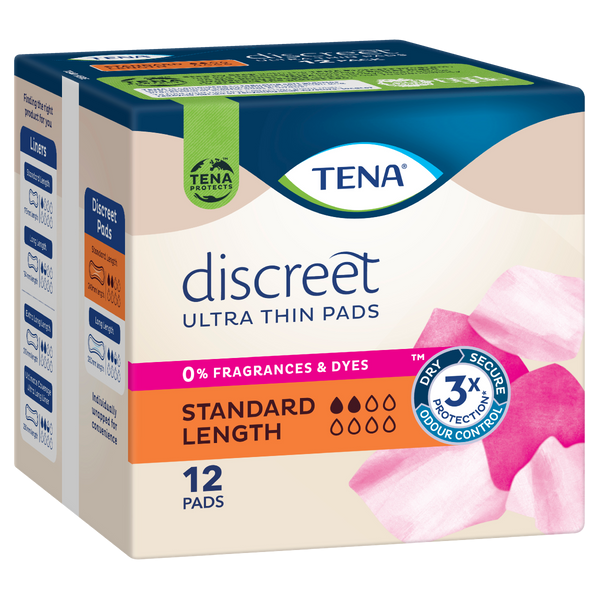 Tena Discreet Ultra Thin Standard Length Pads 2 Drops 2325895
