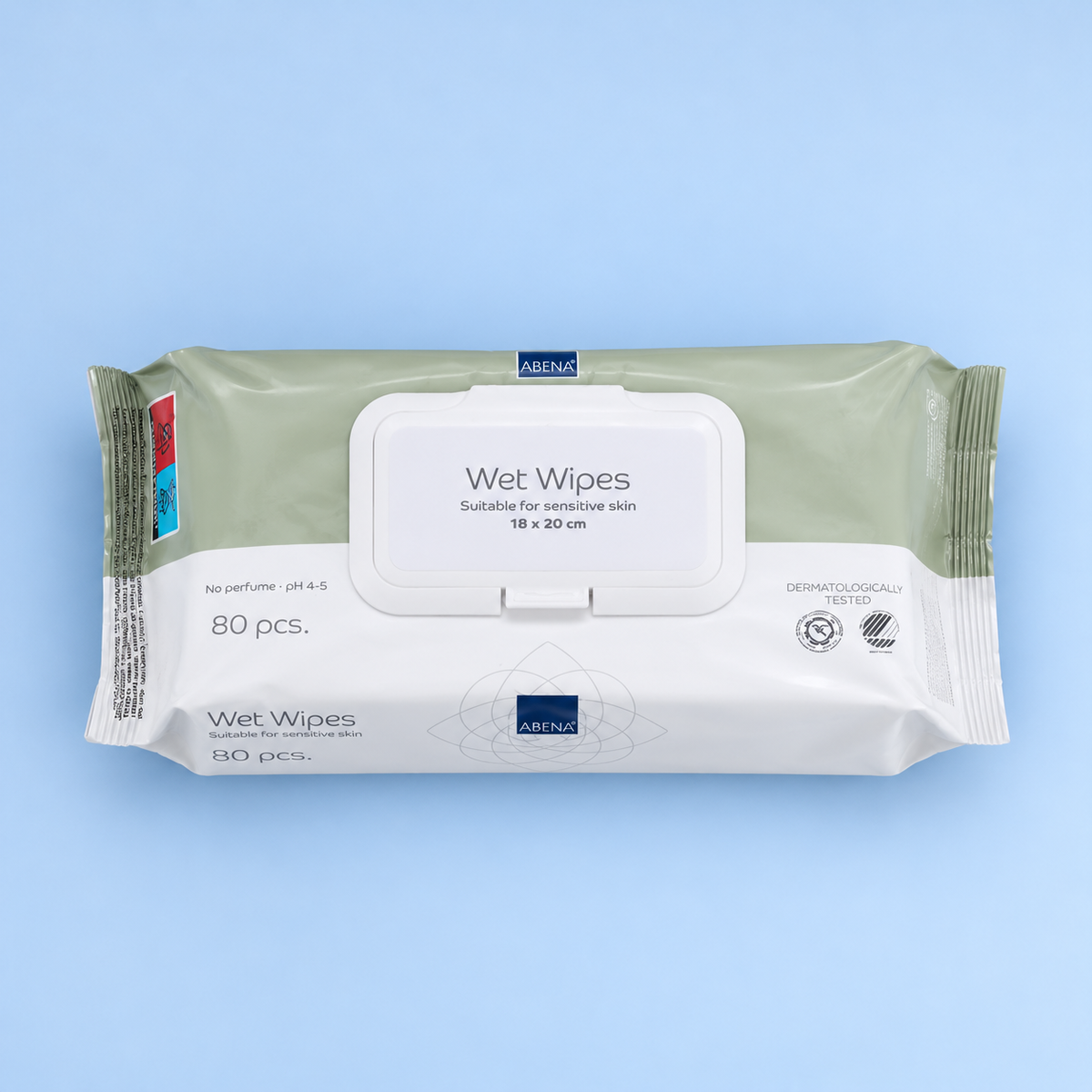 Abena Wet Wipes 80-pack, 18 x 20 cm, front of pack