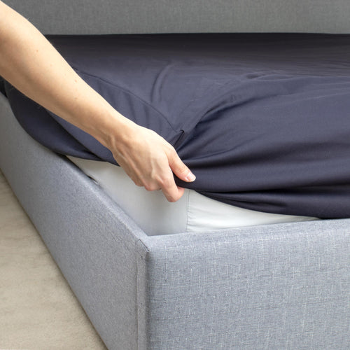Minappi Fitted Waterproof Bed Sheet Mattress Protector Double 137x187cm Waterproof Navy FWPS-D-NVY