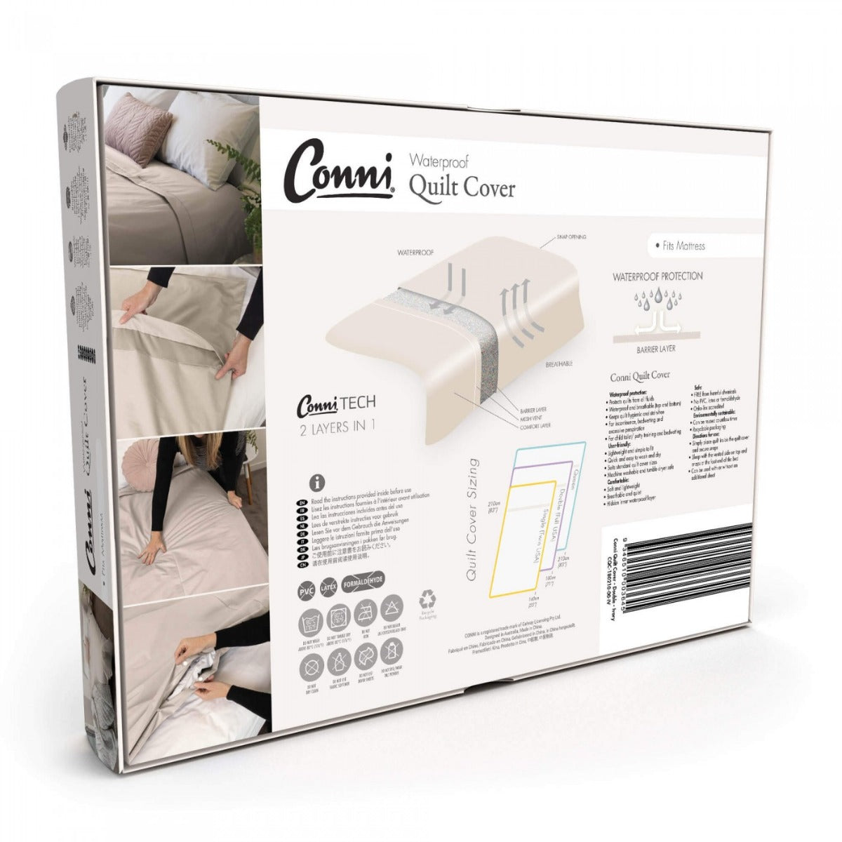 Conni Quilt Cover Waterproof Ivory
