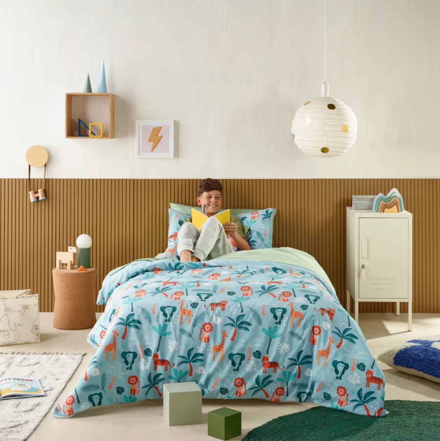 Staydry Quilt Cover Set Jungle Explorer King Single STAYKIDSJEKS