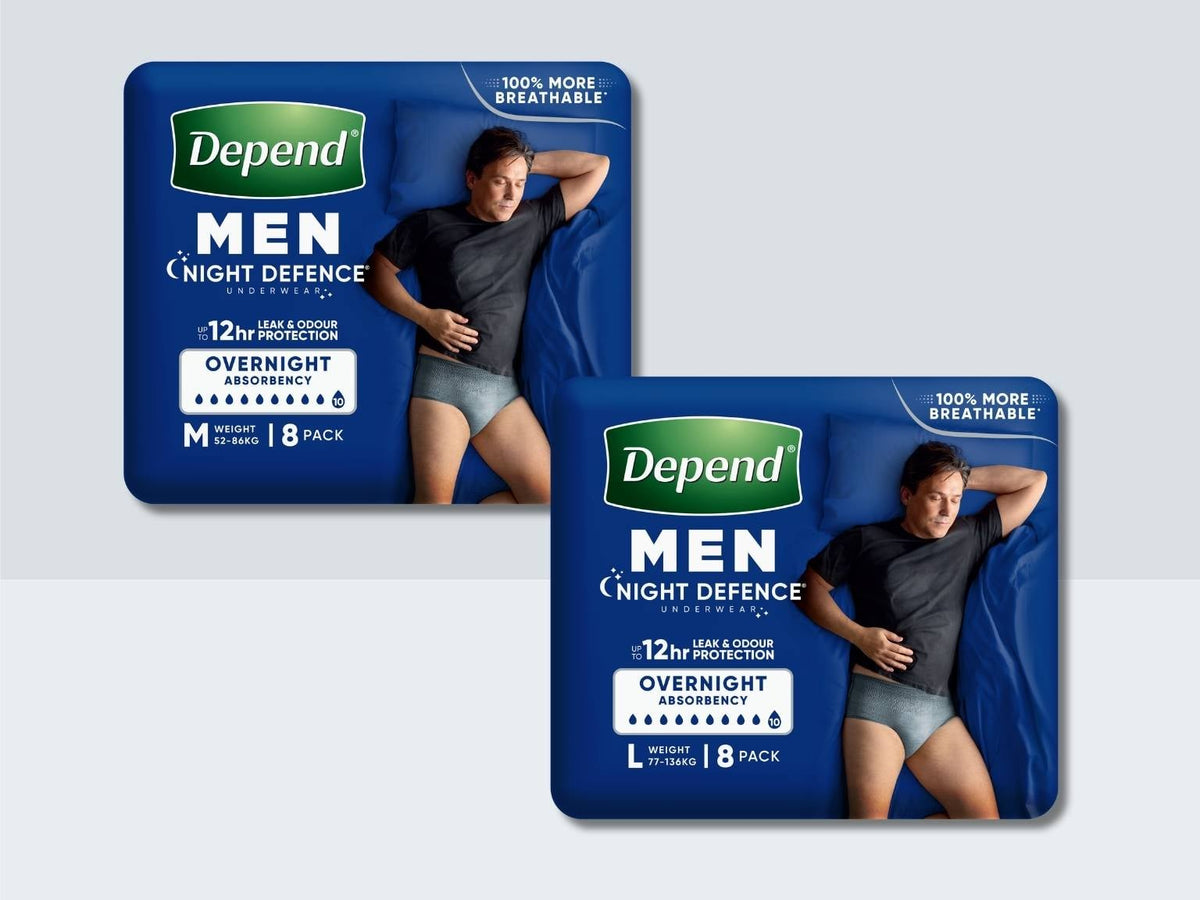 Depend Night Defence Underwear Male Medium 71-102cm 1350ml Grey 91020