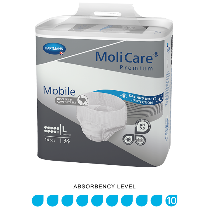MoliCare Premium Mobile Unisex Pull-Ups Large 10 Drops 2700ml 100-150cm 166042