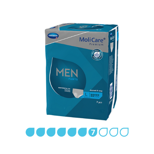 Molicare Mens Premium Pants Male Pull Ups Large 7 Drops 100-150cm 1412ml 915828