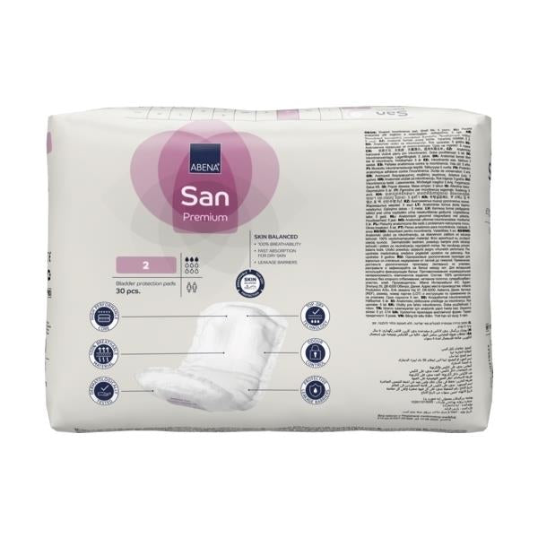 Abena San 2 Premium Pads 26x10cm Unisex 2.5 Drops 350ml SA1000021303