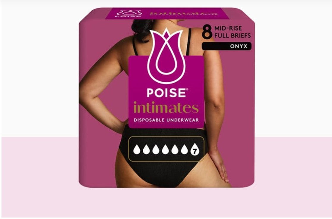 Poise Intimates Disposable Underwear XXL Extra Extra Large 135-157cm 7 Drops Black 91904