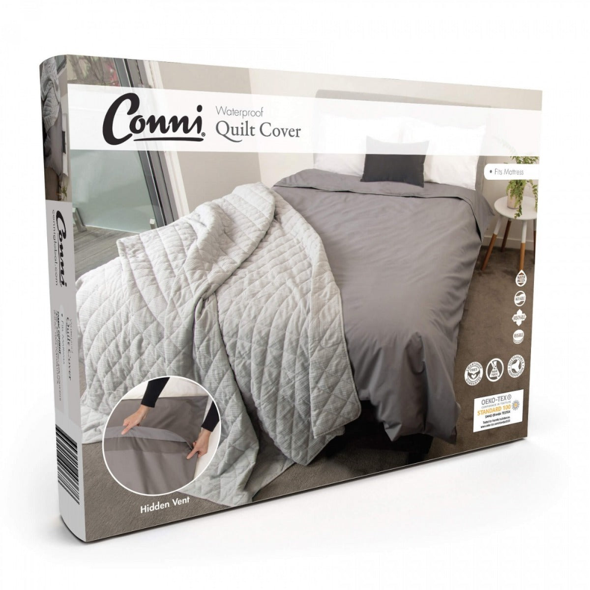 Conni Quilt Cover Waterproof Charcoal