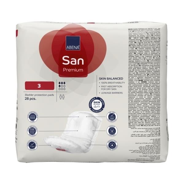 Abena San 3 Premium Pads 33x11cm Unisex 4 Drops 500ml SA1000021304