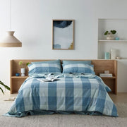 Staydry Waterproof Quilt Cover Set Blue Check Queen  STAYWPQCBLQB