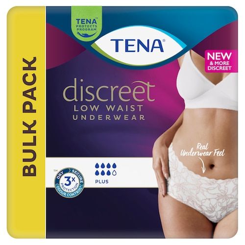 TENA Discreet Plus Low Waist White Incontinence Pants