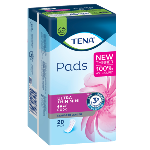 Pads Ultra Thin Mini Standard Length 2.5 Drops 165ml 225x94ml Tena 760388